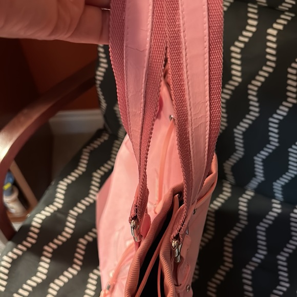 YSL Pink Canvas Tote Bag. Leather has all been repainted and sealed . - Picture 7 of 11